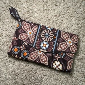 Vera Bradley Floral Patterned Wallet - Brown, Blue, Orange, & Cream Colored